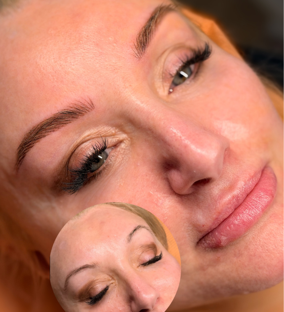 Close-up beauty portrait for eyebrow tattoo treatment